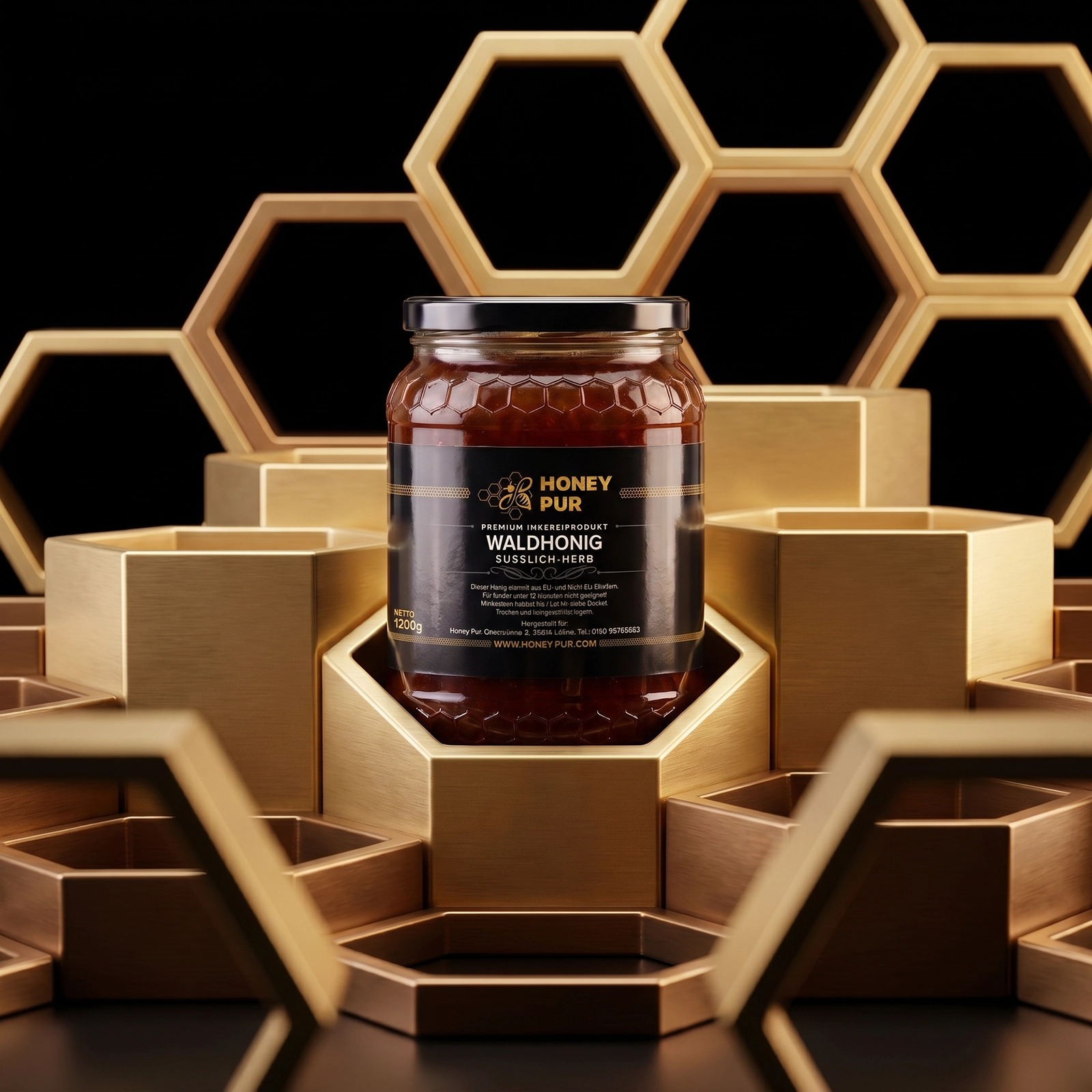 Echt Wald-Honig im Honigglas 1,2 KG Bienenhonig Naturprodukt ohne Zusätze
