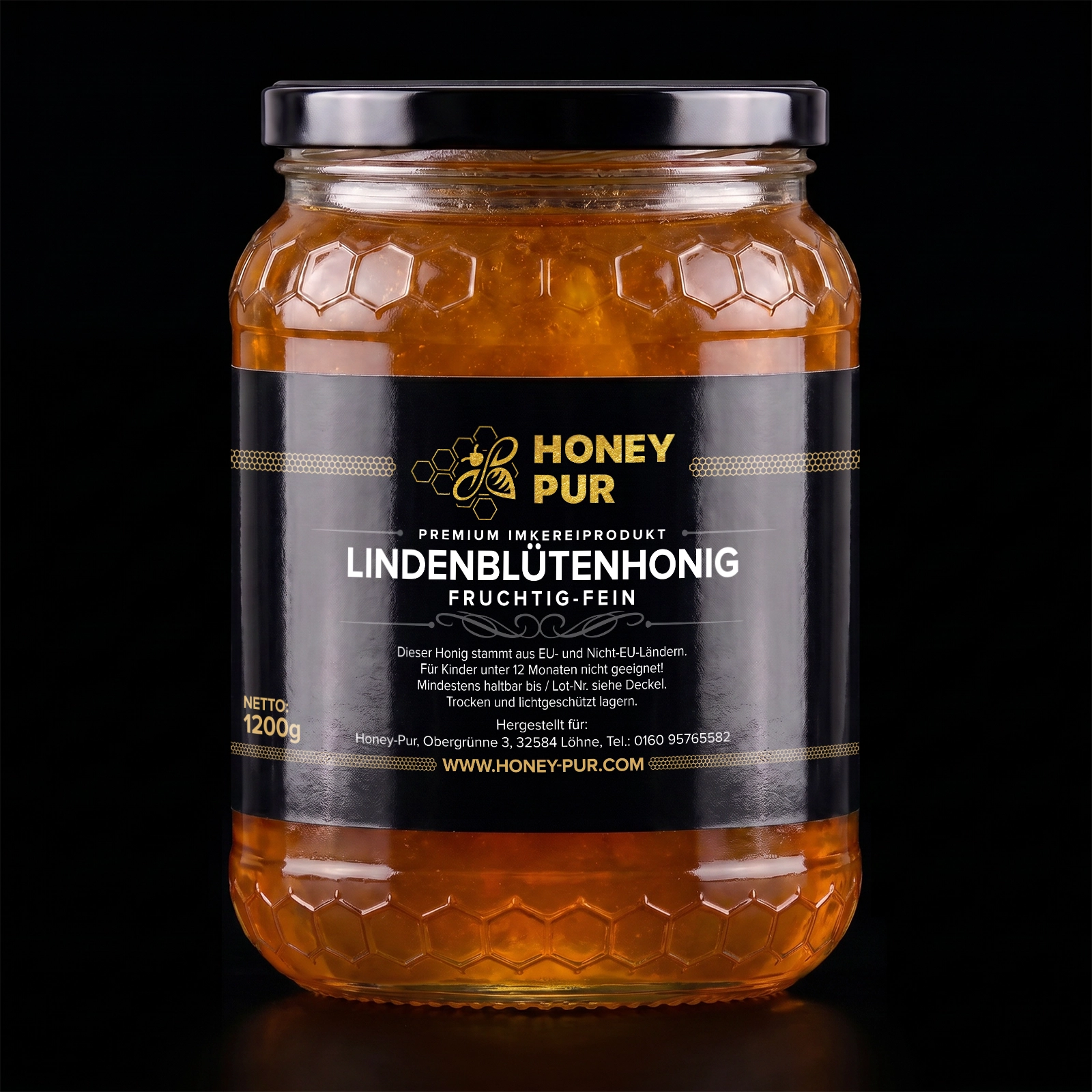 Echt Lindenblüten-Honig im Honigglas 1,2 KG Bienenhonig Naturprodukt ohne Zusatz