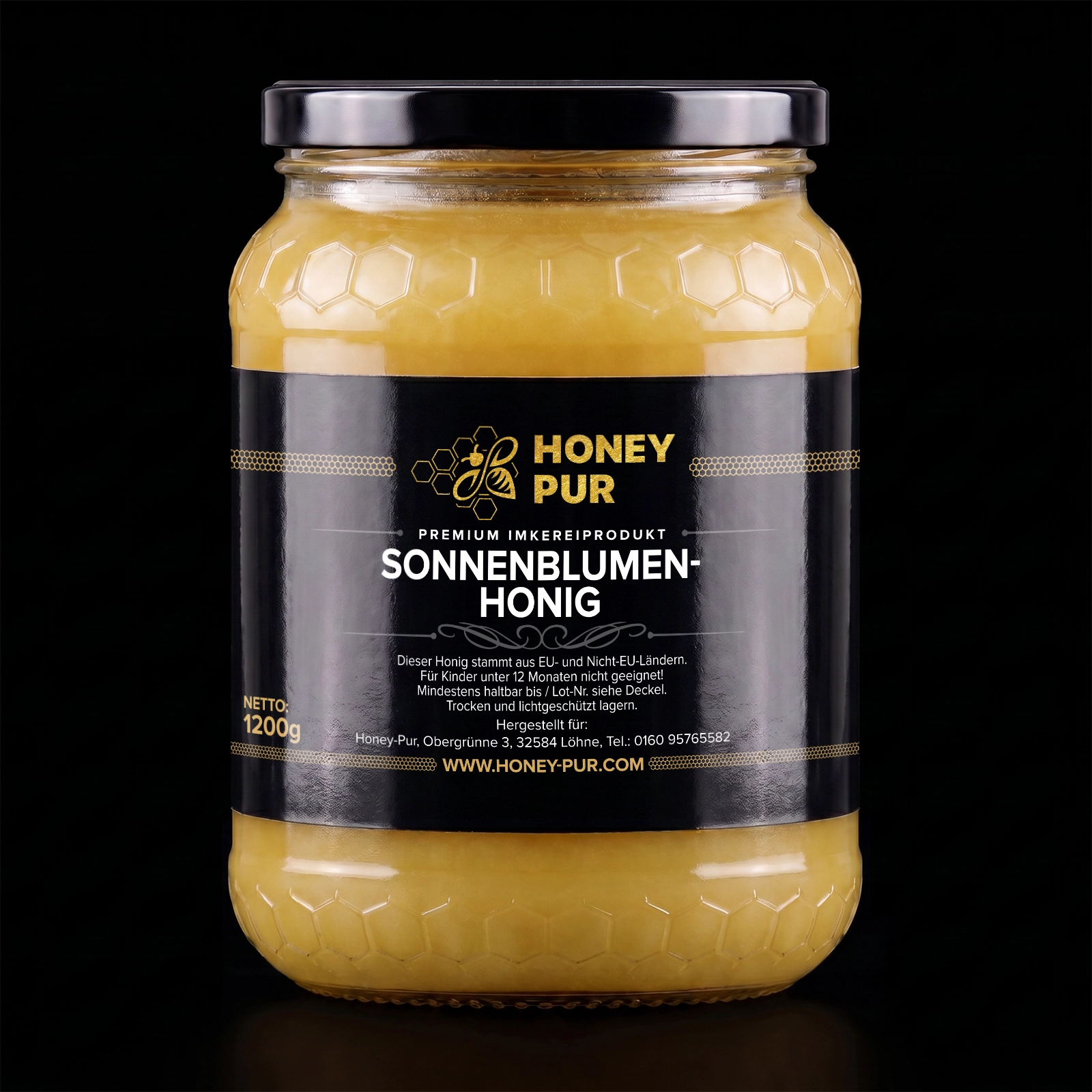 Echt Sonnenblumenhonig im Honigglas 1,2 KG Bienenhonig Naturprodukt unvermischt