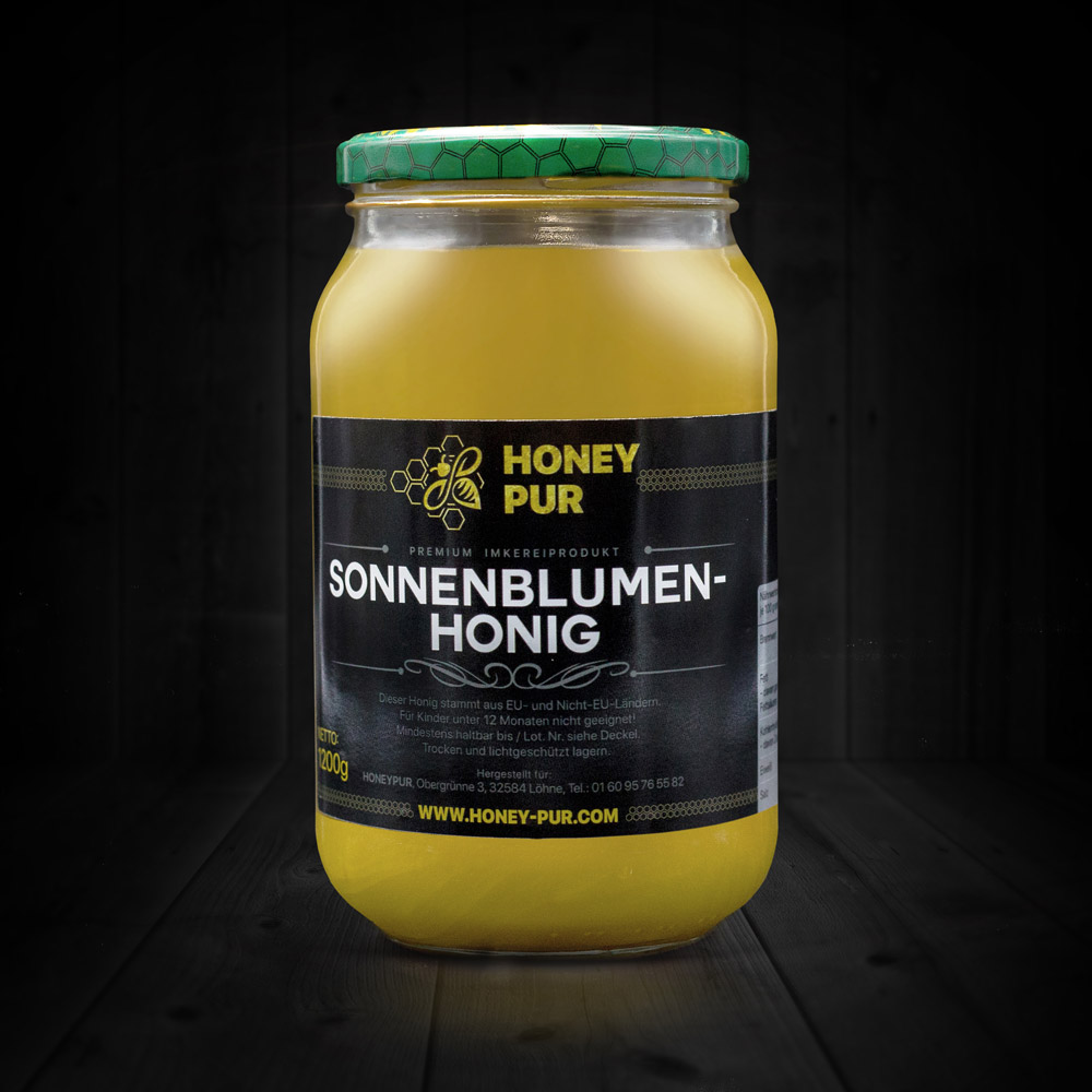 Echt Sonnenblumenhonig im Honigglas 1,2 KG Bienenhonig Naturprodukt unvermischt