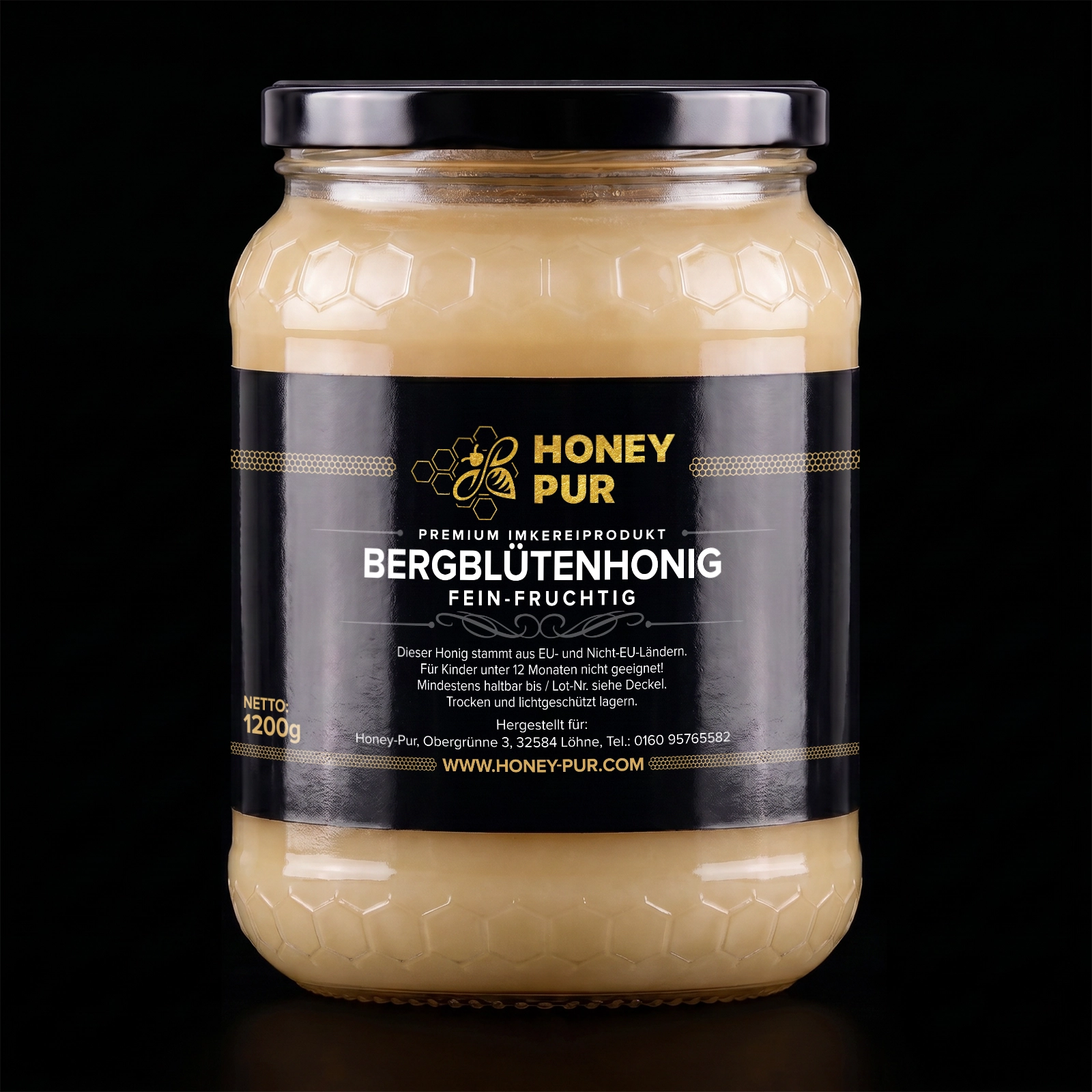 Echter Bergblüten-Honig im Honigglas 1,2 KG Bienenhonig Naturprodukt ohne Zusatz