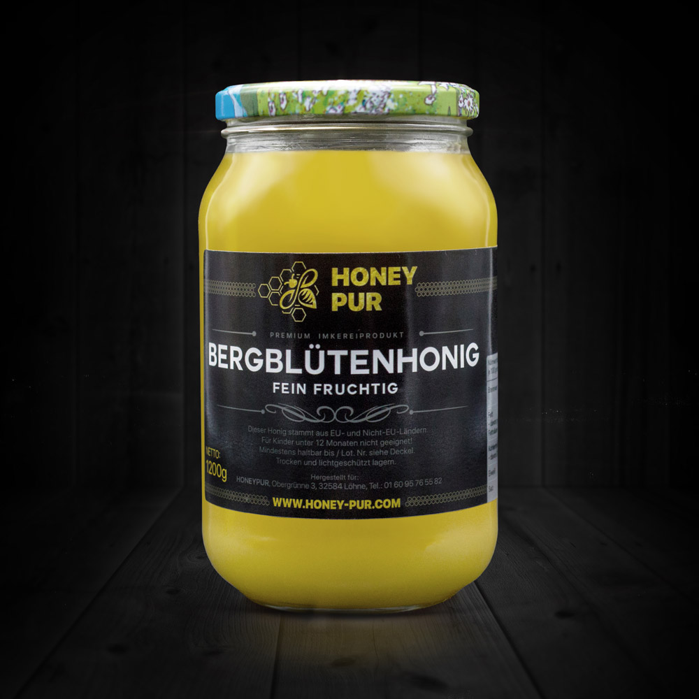 Echter Bergblüten-Honig im Honigglas 1,2 KG Bienenhonig Naturprodukt ohne Zusatz