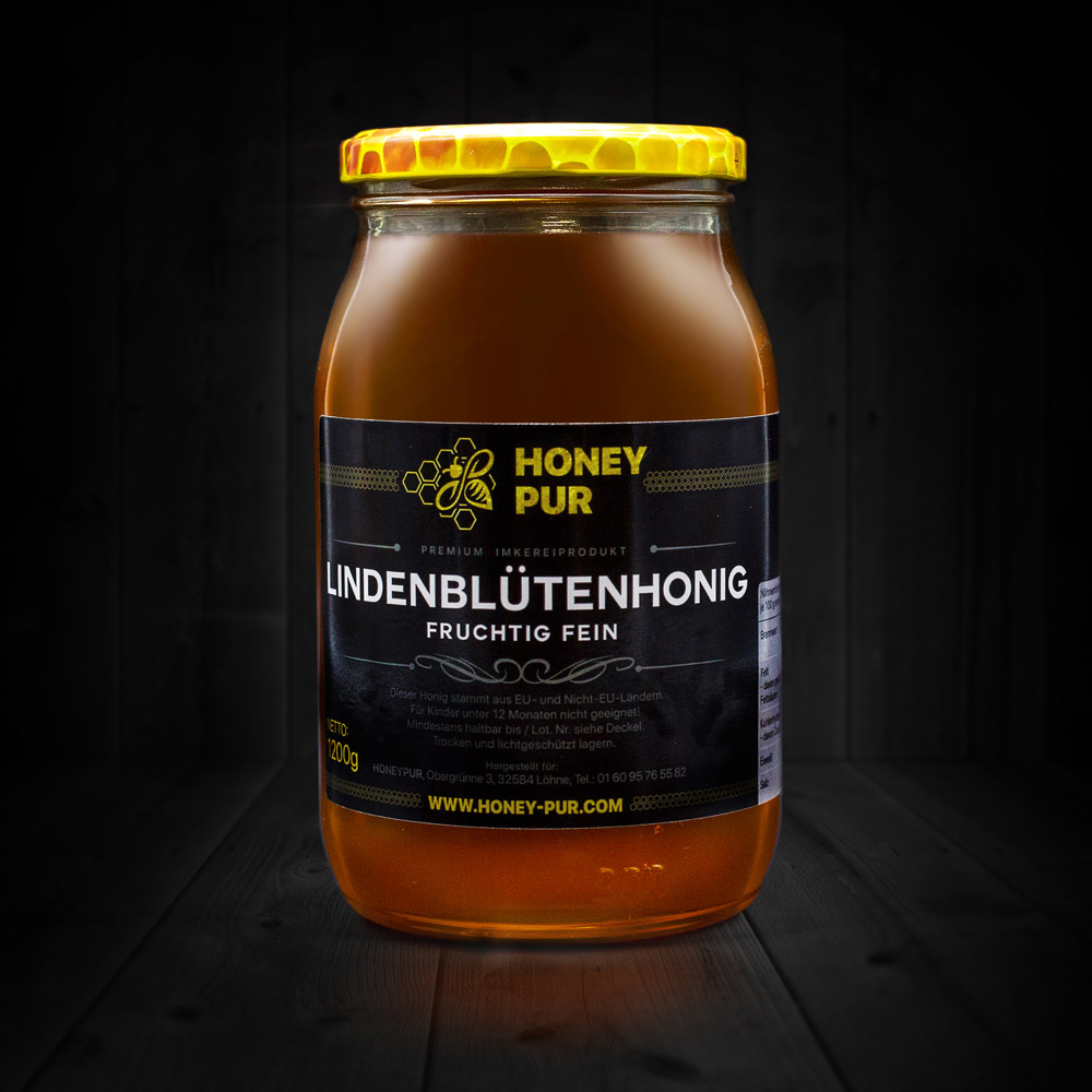 Echt Lindenblüten-Honig im Honigglas 1,2 KG Bienenhonig Naturprodukt ohne Zusatz