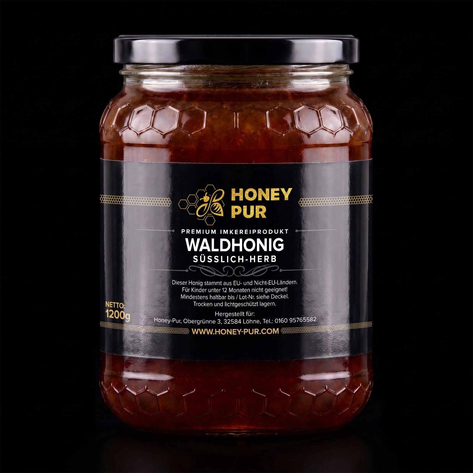 Echt Wald-Honig im Honigglas 1,2 KG Bienenhonig Naturprodukt ohne Zusätze